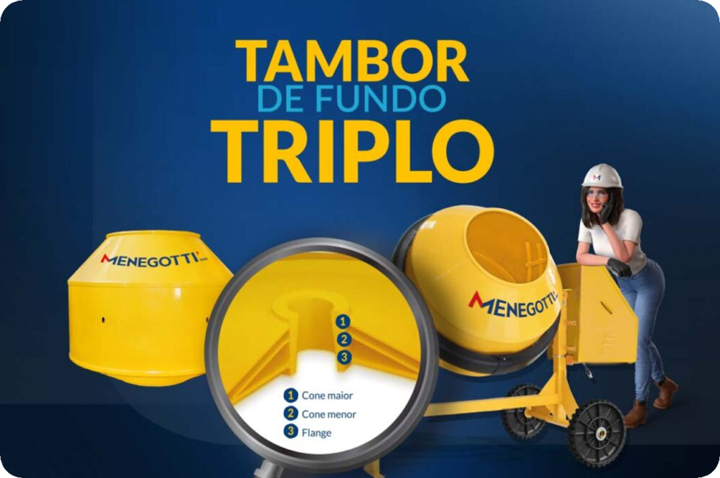 Única betoneira do mercado com fundo triplo